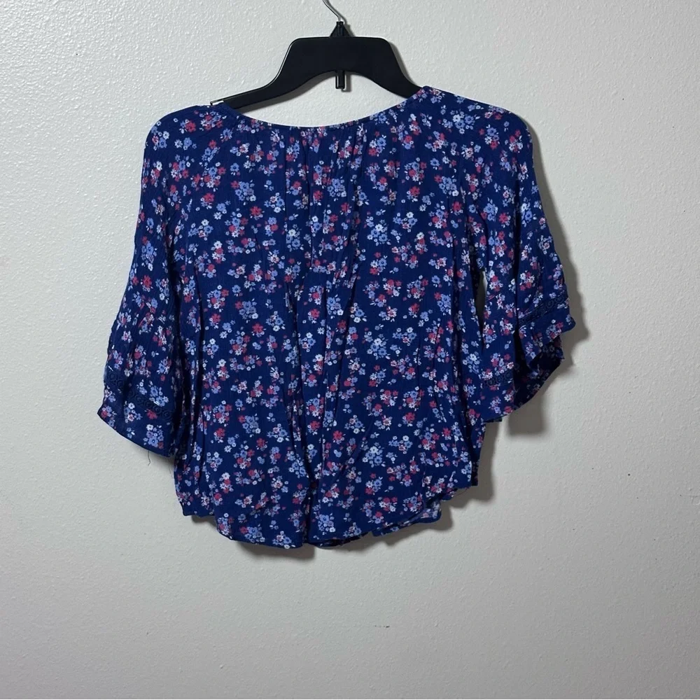 Justice Kids girls‎ Blue Floral Design Print Blouse Size 14/16